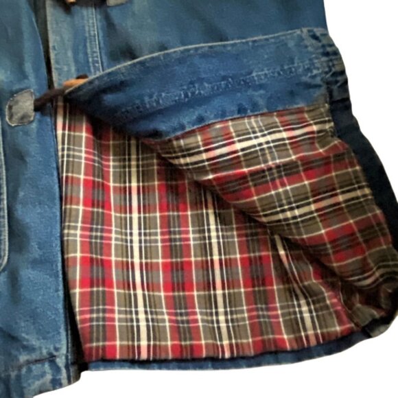 Vintage Liz Claiborne Liz Wear Women's Denim Toggle Closure Flannel Lined Jacket - Picture 15 of 16